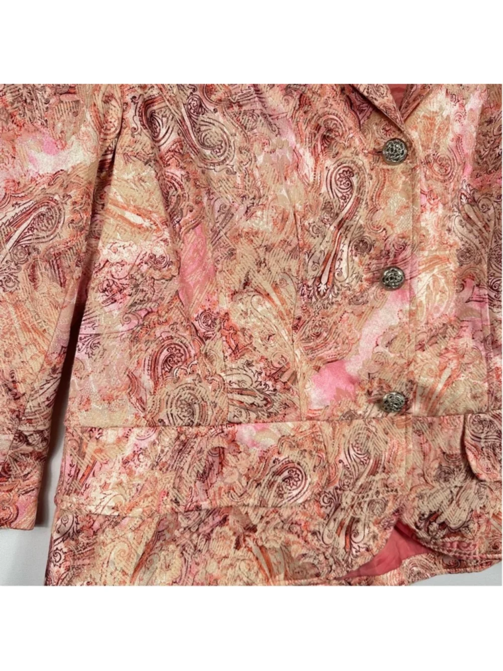 Lane Bryant Blazer Jacket Pink Paisley Lined 3/4 Sleeve Formal Business Women 18
